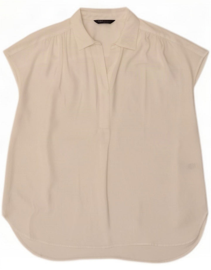 Marks & Spencer Blusa para mujer UK 44 Grande Poliéster blanco