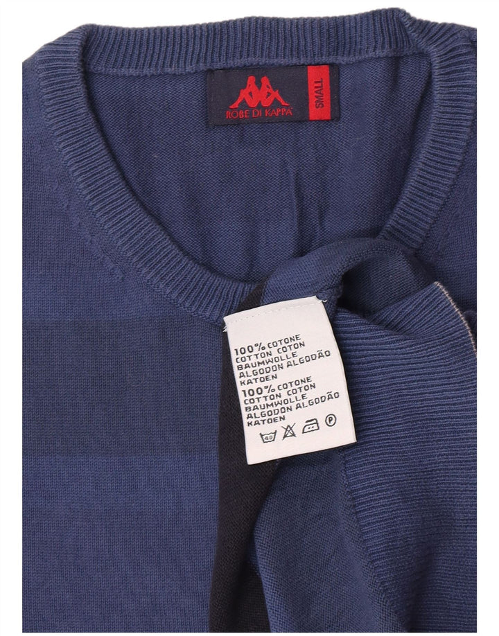 Kappa Hombre Jersey De Cuello Redondo Jersey De Algodón A Rayas Azul Pequeño