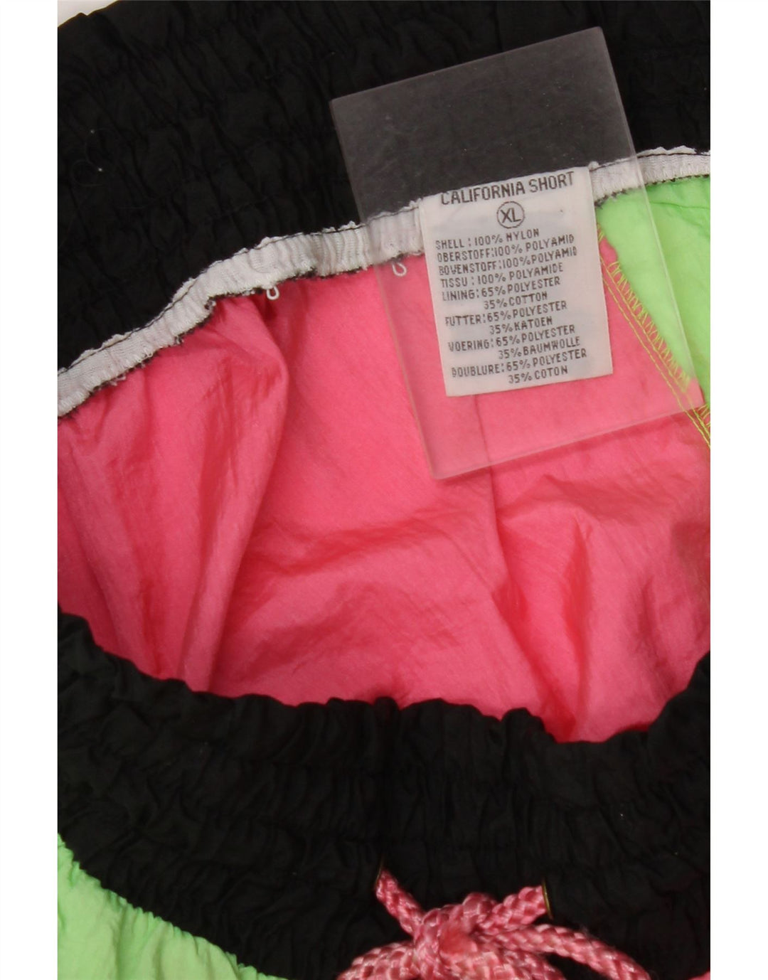 VINTAGE Shorts de baño gráficos para mujer Reino Unido 18 XL Nylon color block rosa