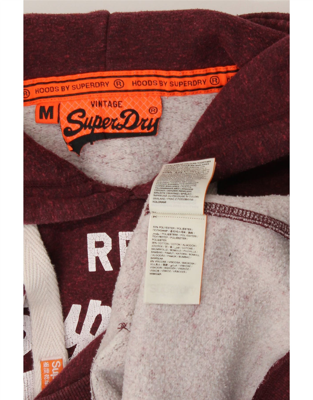 Superdry Jersey con capucha gráfica para mujer Reino Unido 44 Poliéster burdeos medio