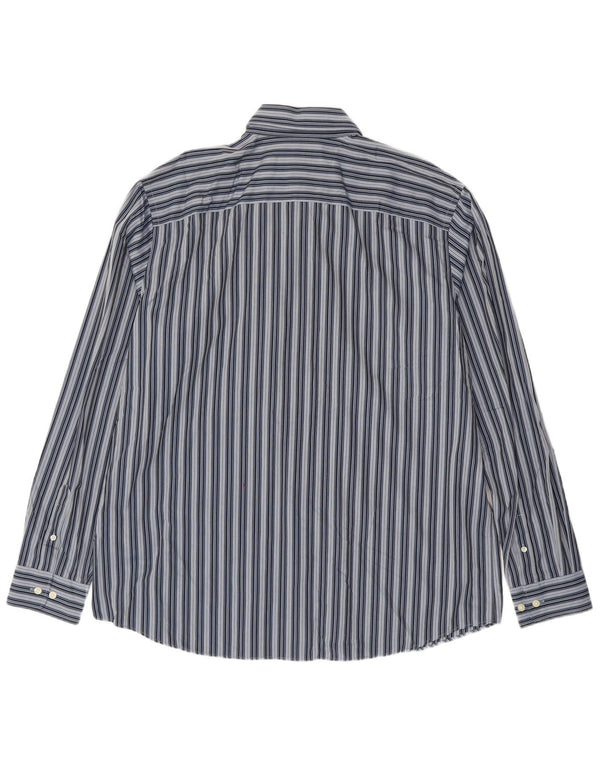 EDDIE BAUER Camisa alta de corte clásico para hombre XL Algodón a rayas azules