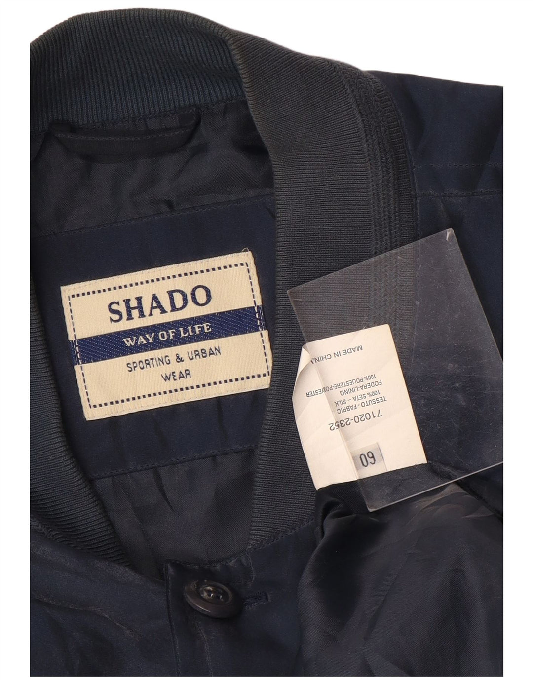 Shado Chaqueta Bomber para Hombre IT 60 5XL Seda Azul Marino
