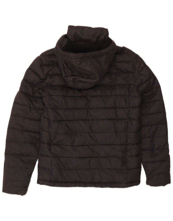 Superdry Chaqueta acolchada con capucha para hombre, talla 36, poliéster gris pequeño