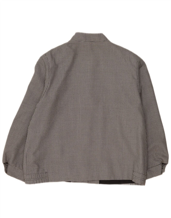 Vintage mujer bomber chaqueta Reino Unido 20 2XL negro Houndstooth poliéster
