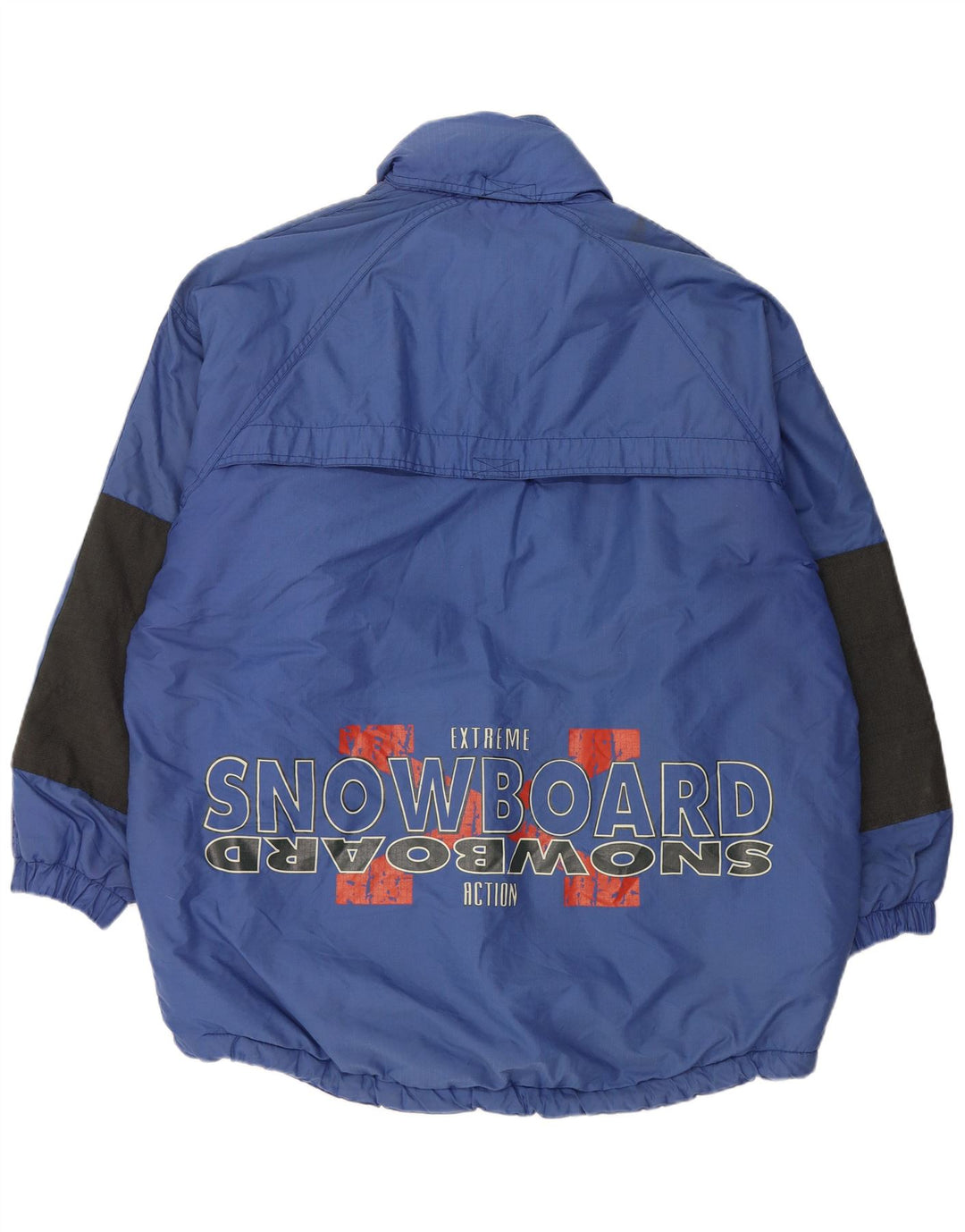 Vintage hombres gráfico pullover chaqueta de esquí Reino Unido 42 XL poliamida azul