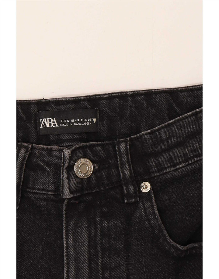 Zara Mujer Mini Falda Vaquera Pequeña W26 Algodón Gris