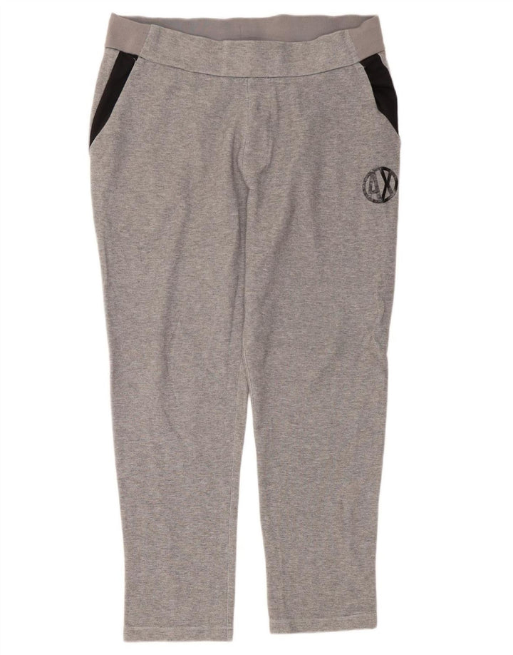 ARMANI EXCHANGE Mens Graphic Tracksuit Trousers Large  Grey Colourblock Vintage Armani Exchange and Second-Hand Armani Exchange from Messina Hembry 