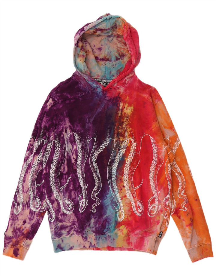 Octopus Jersey con capucha y estampado gráfico para hombre, tamaño grande, teñido anudado multicolor
