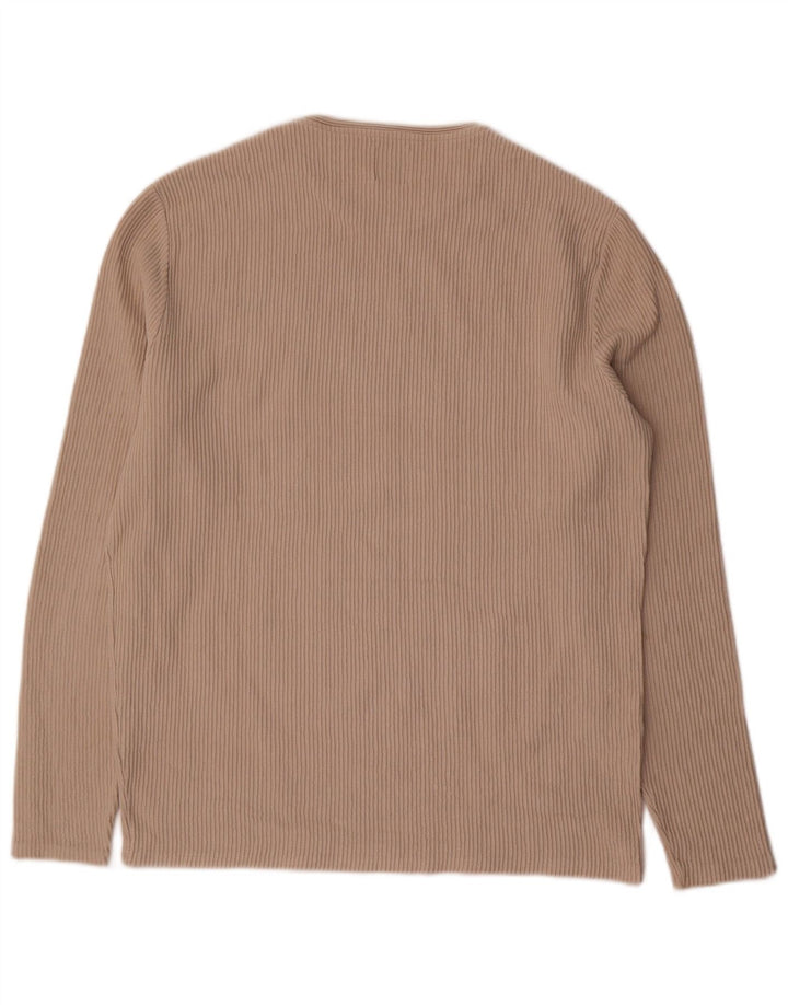Zara Hombre Top Manga Larga Grande Algodón Beige