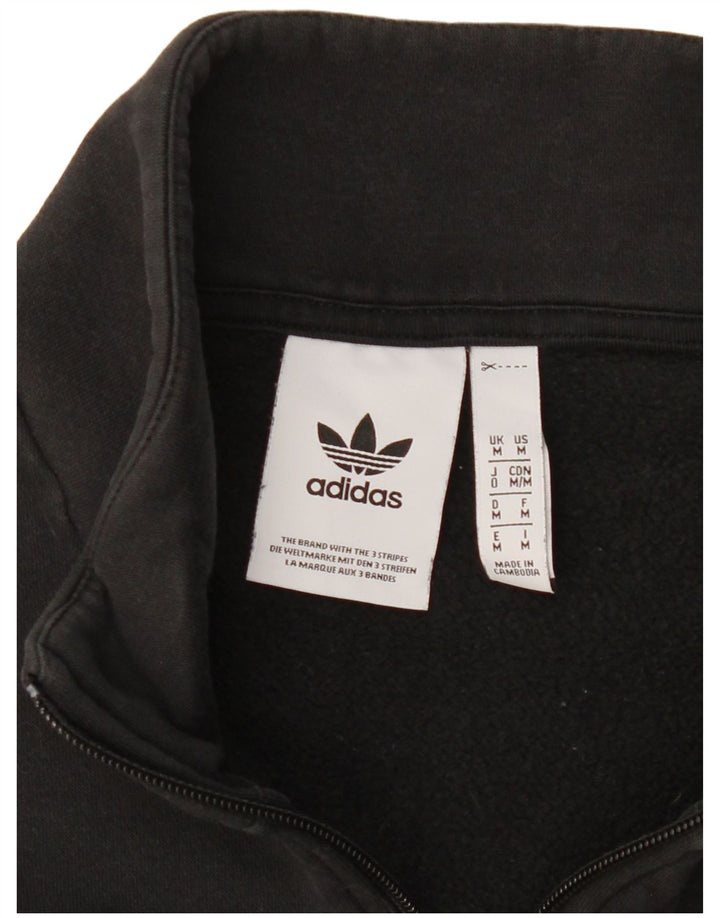 Adidas Hombre Graphic Zip Neck Sudadera Jumper Medium Negro Algodón
