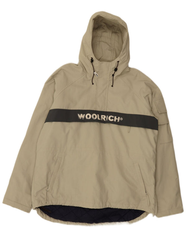 Woolrich Chaqueta Anorak con capucha para hombre UK 38 Medium Khaki Colorblock
