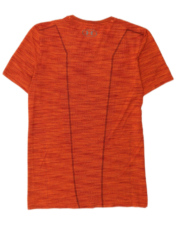 Under Armour Camiseta Heat Gear para hombre Top Small Naranja Poliéster a rayas