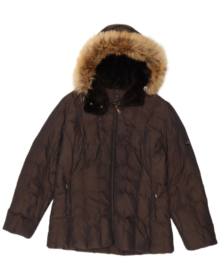Post Card Chaqueta acolchada con capucha para mujer Reino Unido 40 Poliamida marrón medio