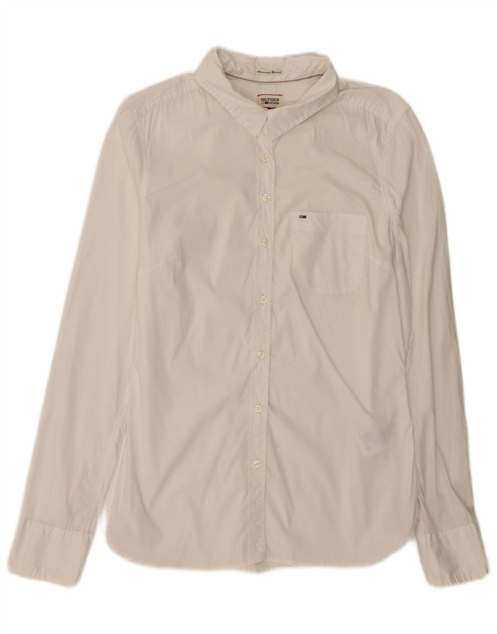 Tommy Hilfiger Camisa para mujer Reino Unido 12 Algodón blanco mediano