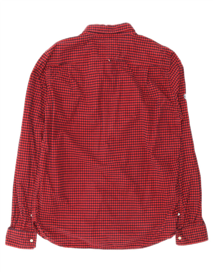 SUPERDRY Camisa de franela a medida XL de algodón a cuadros rojos para hombre