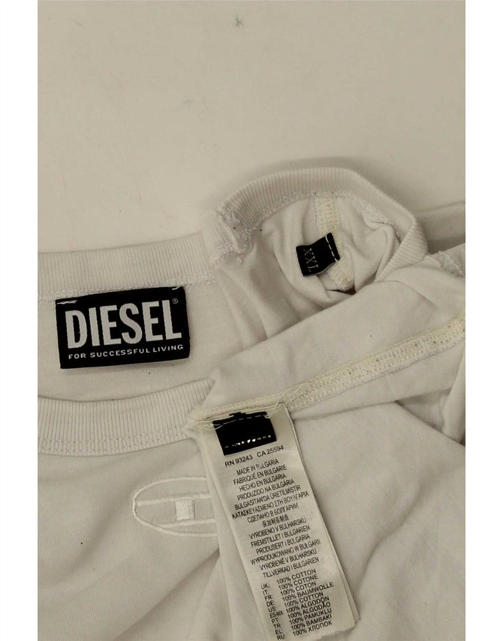 Diesel Hombre Gráfico Top Manga Larga 2XL Algodón Blanco