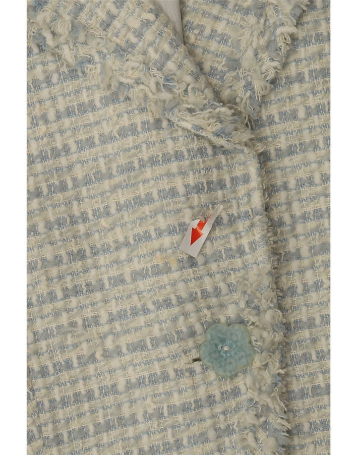 Zara Mujer Chaqueta Blazer De 1 Botón EU 36 XS Acrílico Moteado Azul