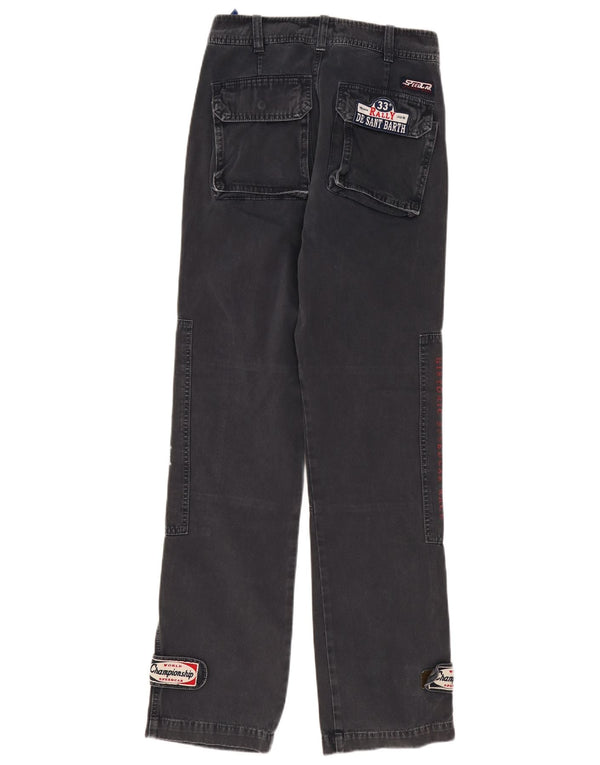 Vintage hombres gráfico Moto Racer pantalones casuales IT 46 Pequeño W30 L34 Gris