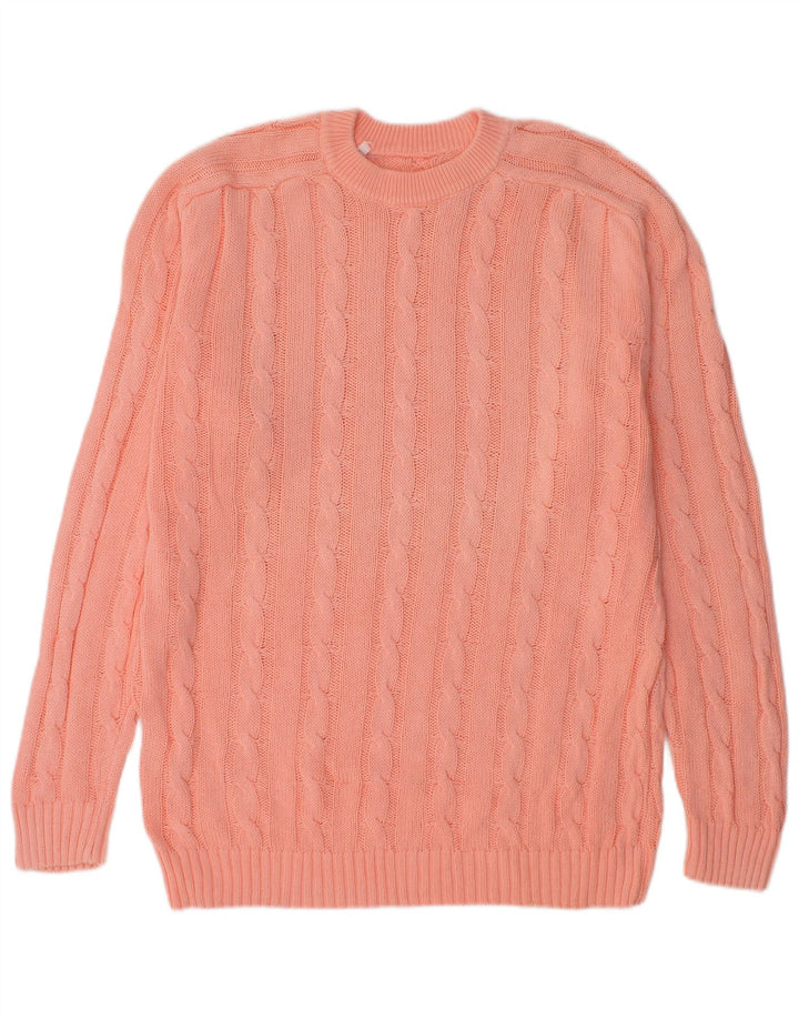 Vintage hombres cuello redondo jersey suéter grande rosa