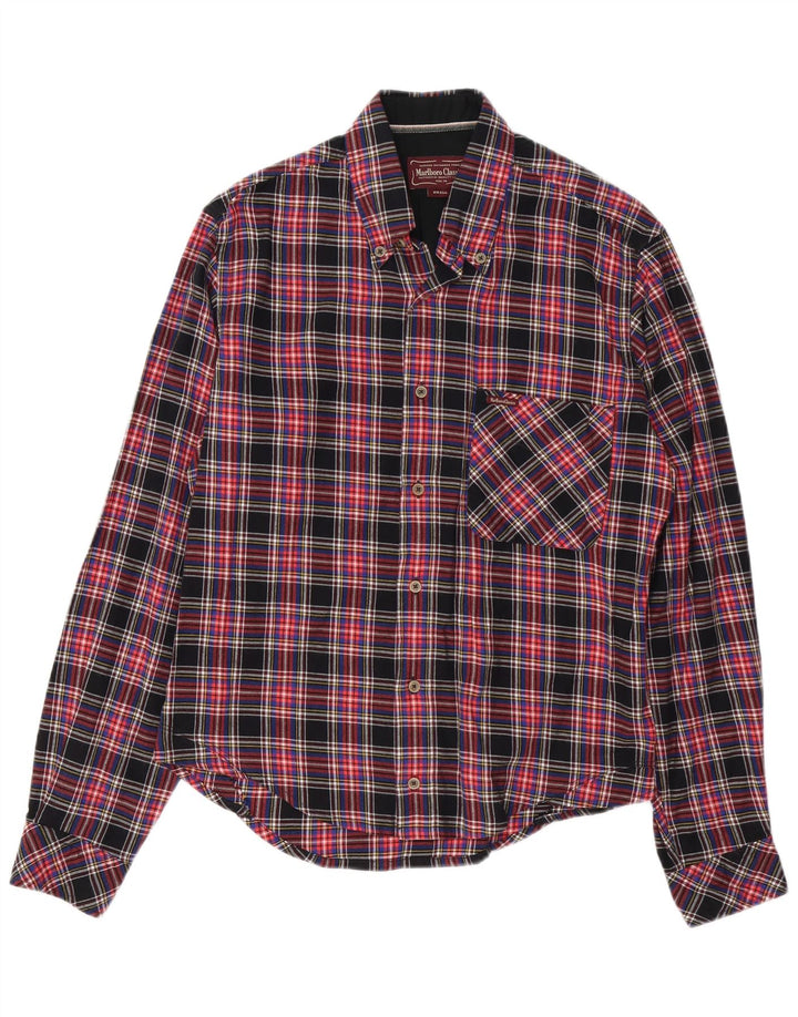 Marlboro Classics - Camisa de franela para hombre, cuadros rojos pequeños