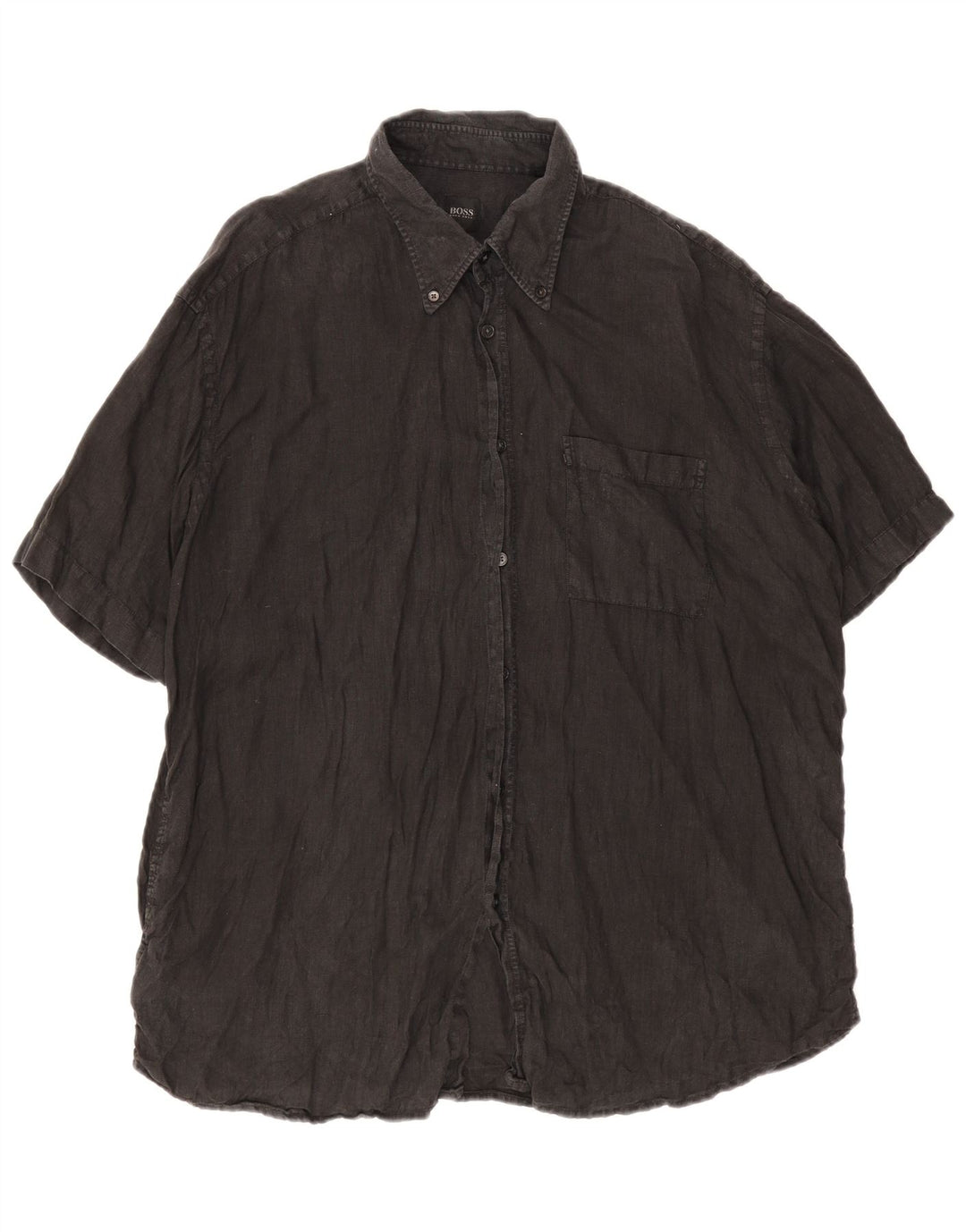 Camisa Hugo Boss Hombre Manga Corta XL Lino Gris