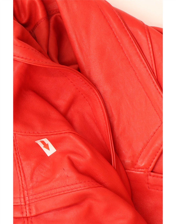 Vintage mujer abrigo de cuero de gran tamaño Reino Unido 18 XL rojo
