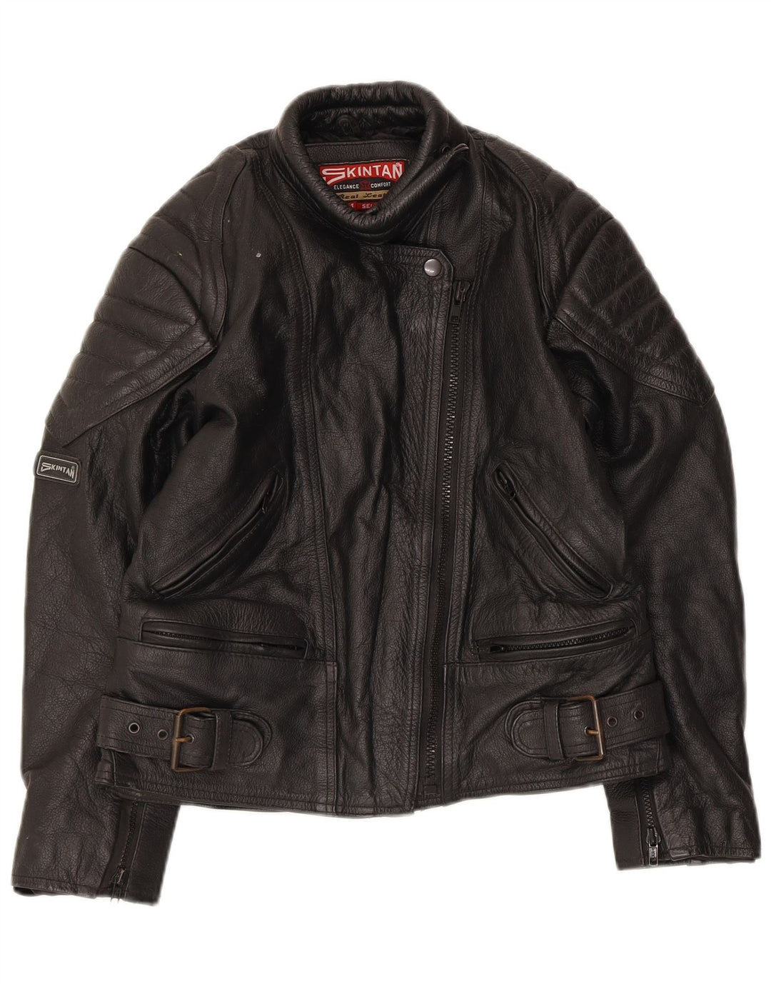 SKINTAN Chaqueta de cuero para mujer UK 10 Small Black Leather