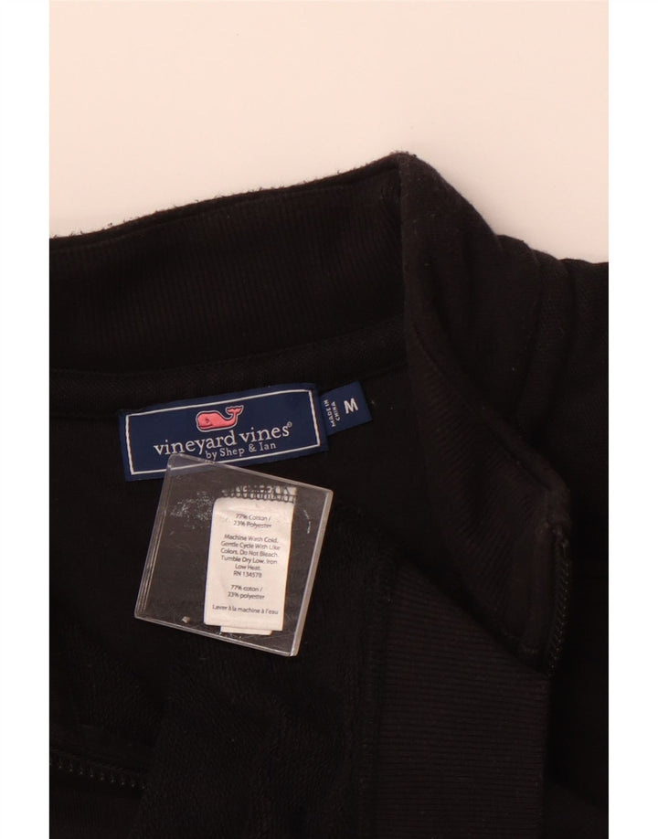 VINEYARD VINES Sudadera holgada con cuello y cremallera para hombre, color negro mediano