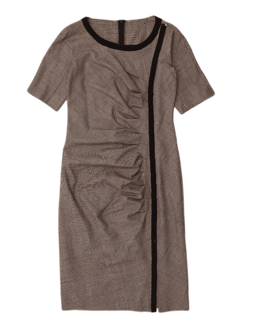 VINTAGE Womens Sheath Dress UK 12 Medium Grey Check
