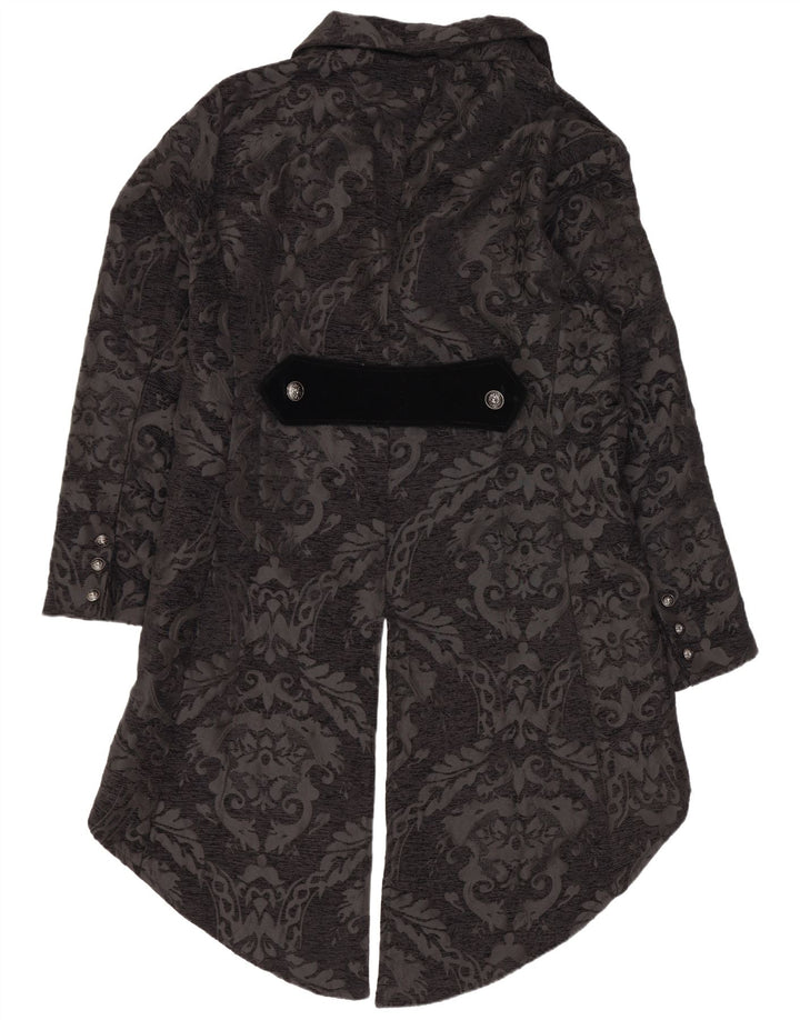 Vintage mujer Tailcoat Blazer chaqueta Reino Unido 20 2XL negro Paisley