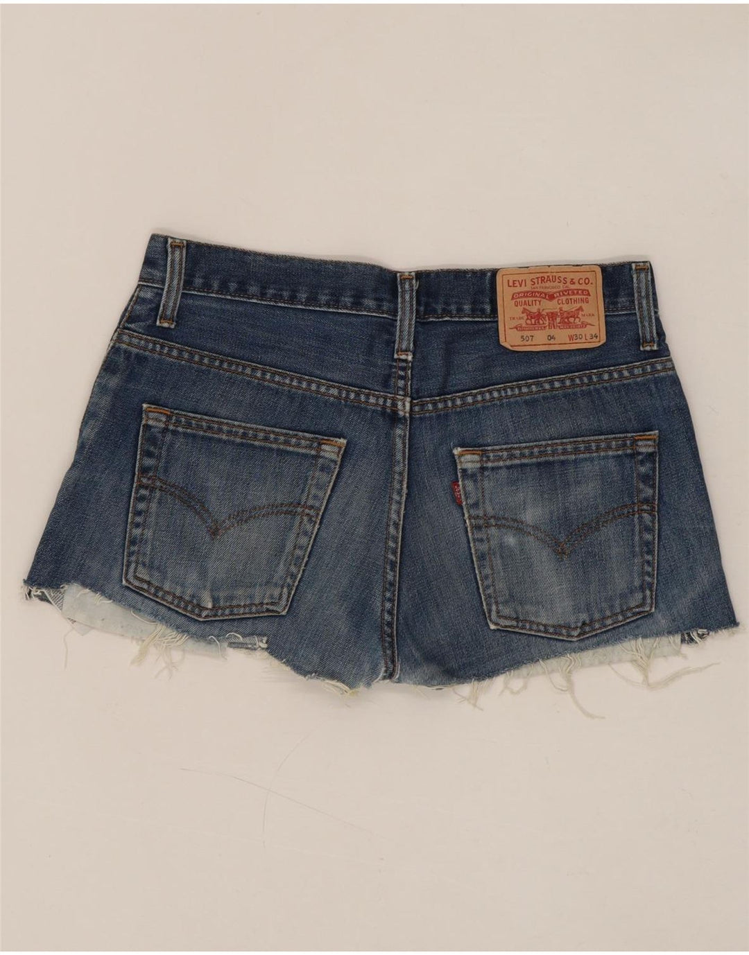 Levi's Mujer 507 Shorts Vaqueros W30 Algodón Azul Medio