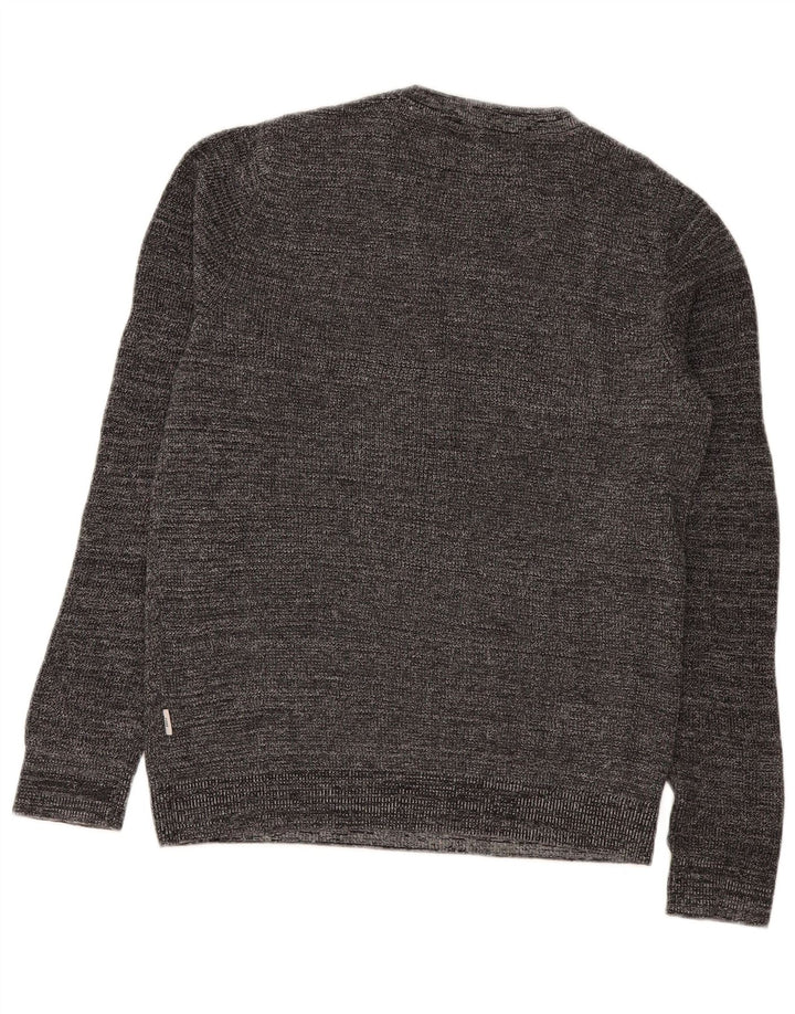 Jack & Jones Hombre Regular Fit Zip Neck Jumper Sweater Pequeño Gris Moteado