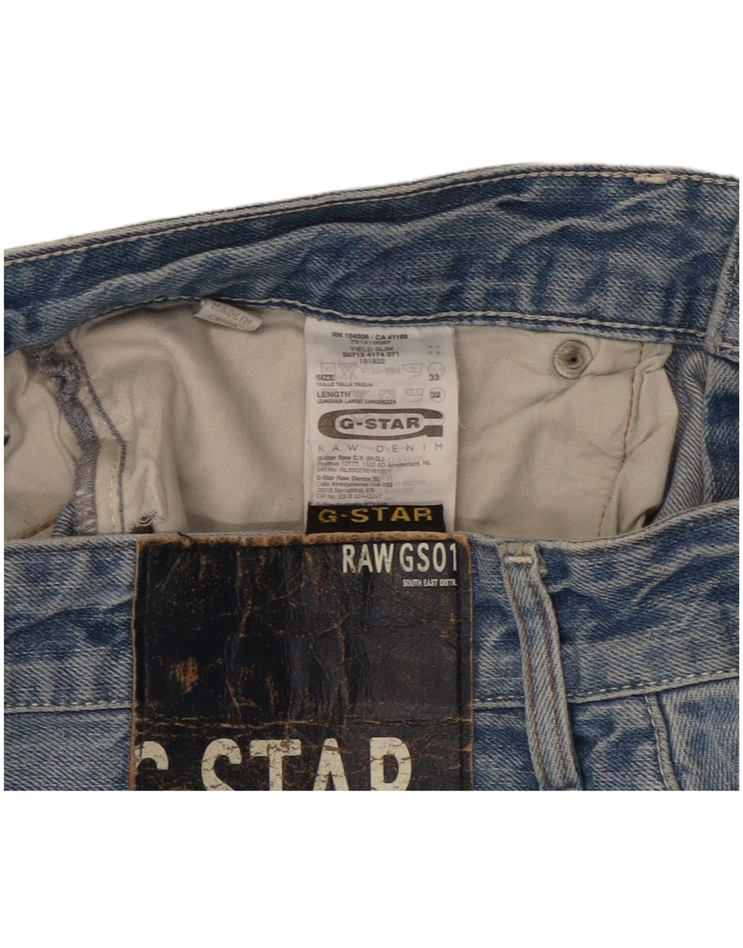 Vaqueros rectos para hombre G-Star W33 L32 Algodón azul