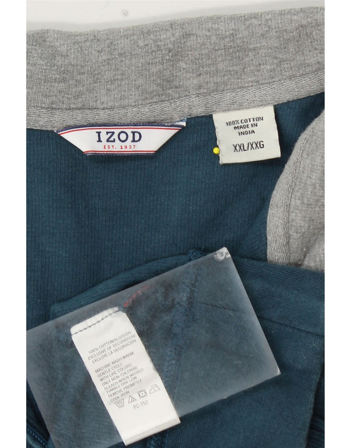 IZOD - Sudadera con cuello y cremallera para hombre, talla 2XL, algodón azul