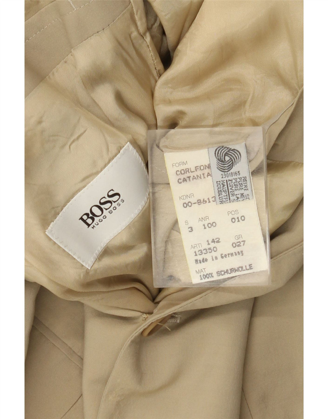 HUGO BOSS Chaqueta tipo blazer de 2 botones para hombre UK 38 Lana virgen beige mediana