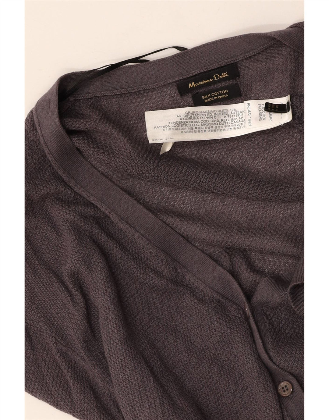 MASSIMO DUTTI Suéter Cárdigan para Mujer UK 44 Algodón Gris Medio