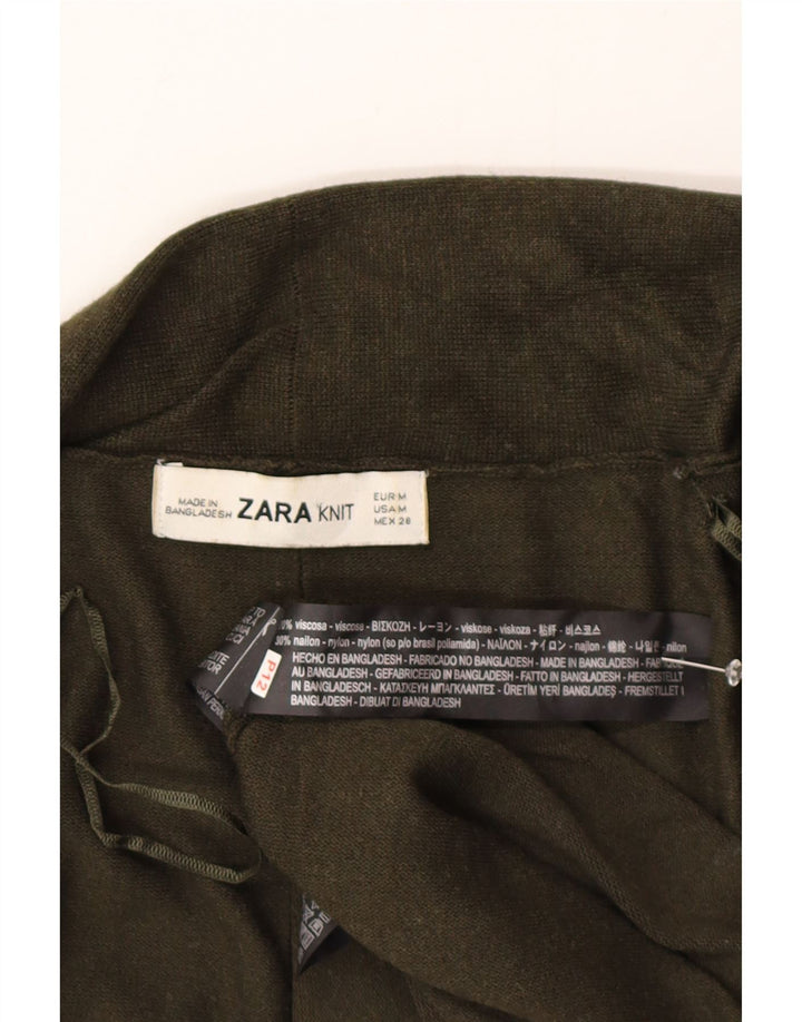 Zara Mujer Cárdigan Abierto Suéter UK 12 Viscosa Verde Medio