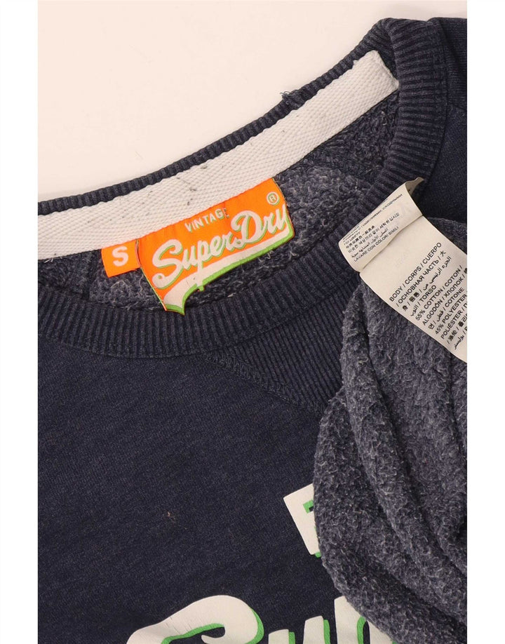 Superdry Hombre Sudadera Gráfica Jumper Small Azul Marino Algodón