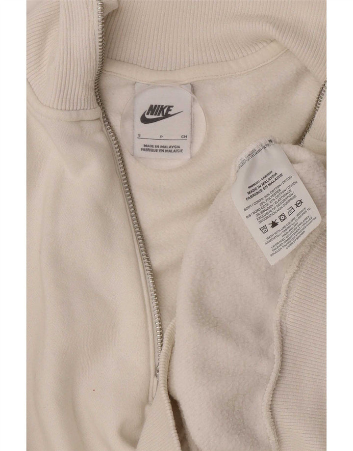 Nike Mujer Oversize Crop Zip Neck Sudadera Jumper UK 10 Small White