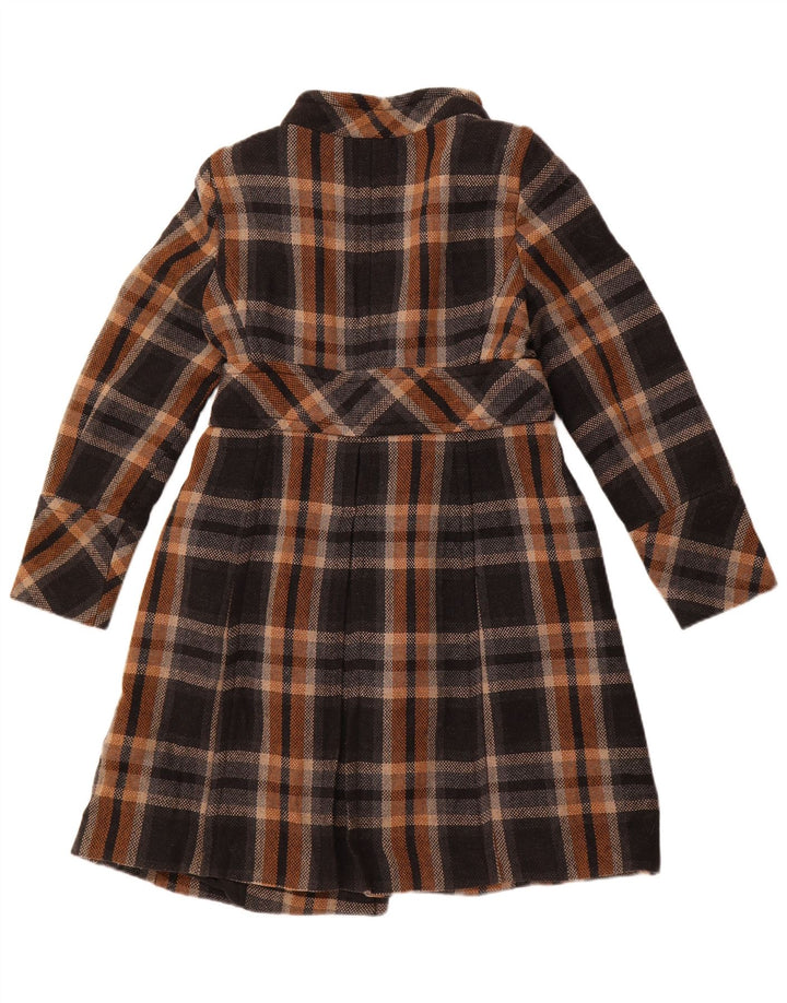 ZARA Mujer Abrigo Cruzado UK 44 Large Acrílico Negro A Cuadros