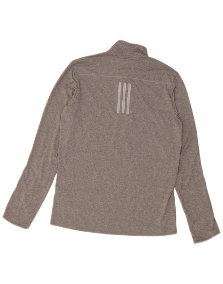 Adidas Hombre Aeroready Zip Neck Top Manga Larga Pequeño Gris Poliéster