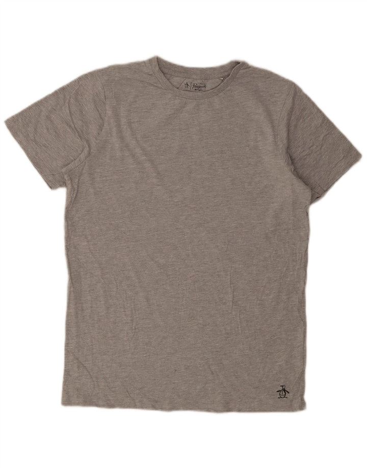 Camiseta Penguin para hombre Top grande de algodón moteado gris