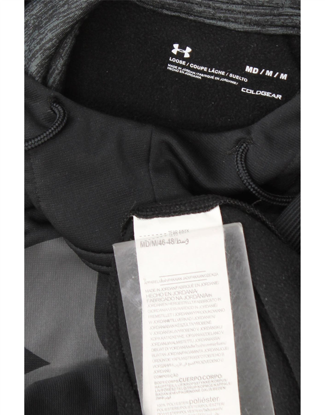 Under Armour Cold Gear Graphic Sudadera con capucha para hombre, jersey de poliéster negro mediano