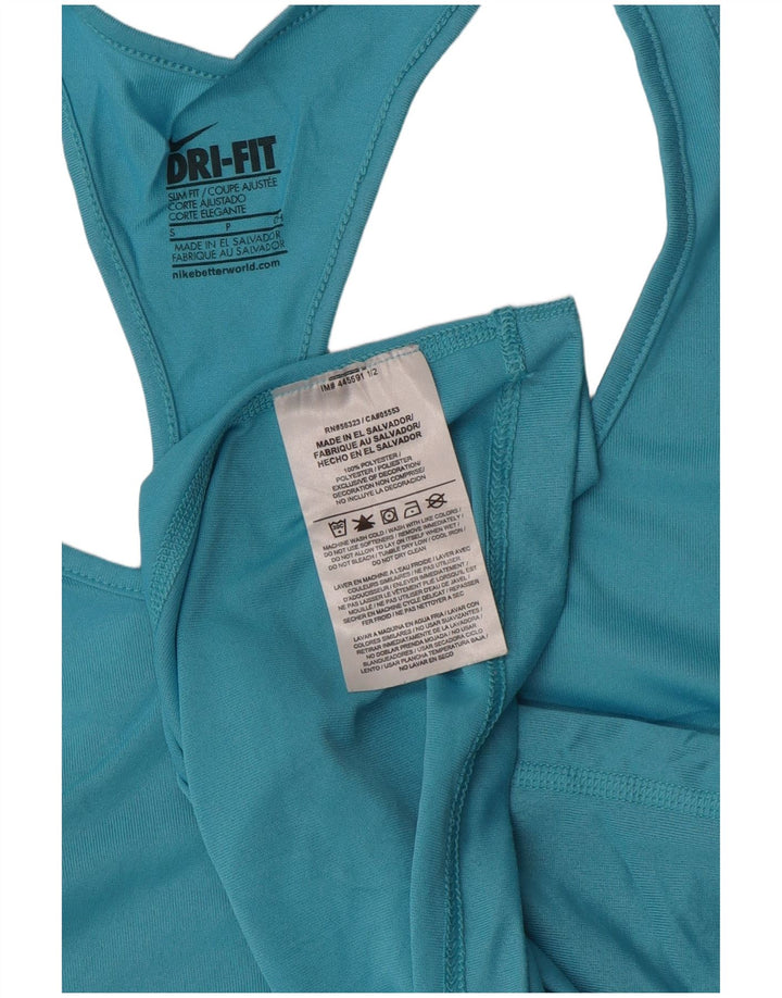 NIKE Mujer Dri Fit Slim Fit Chaleco Top UK 8 Pequeño Poliéster Azul