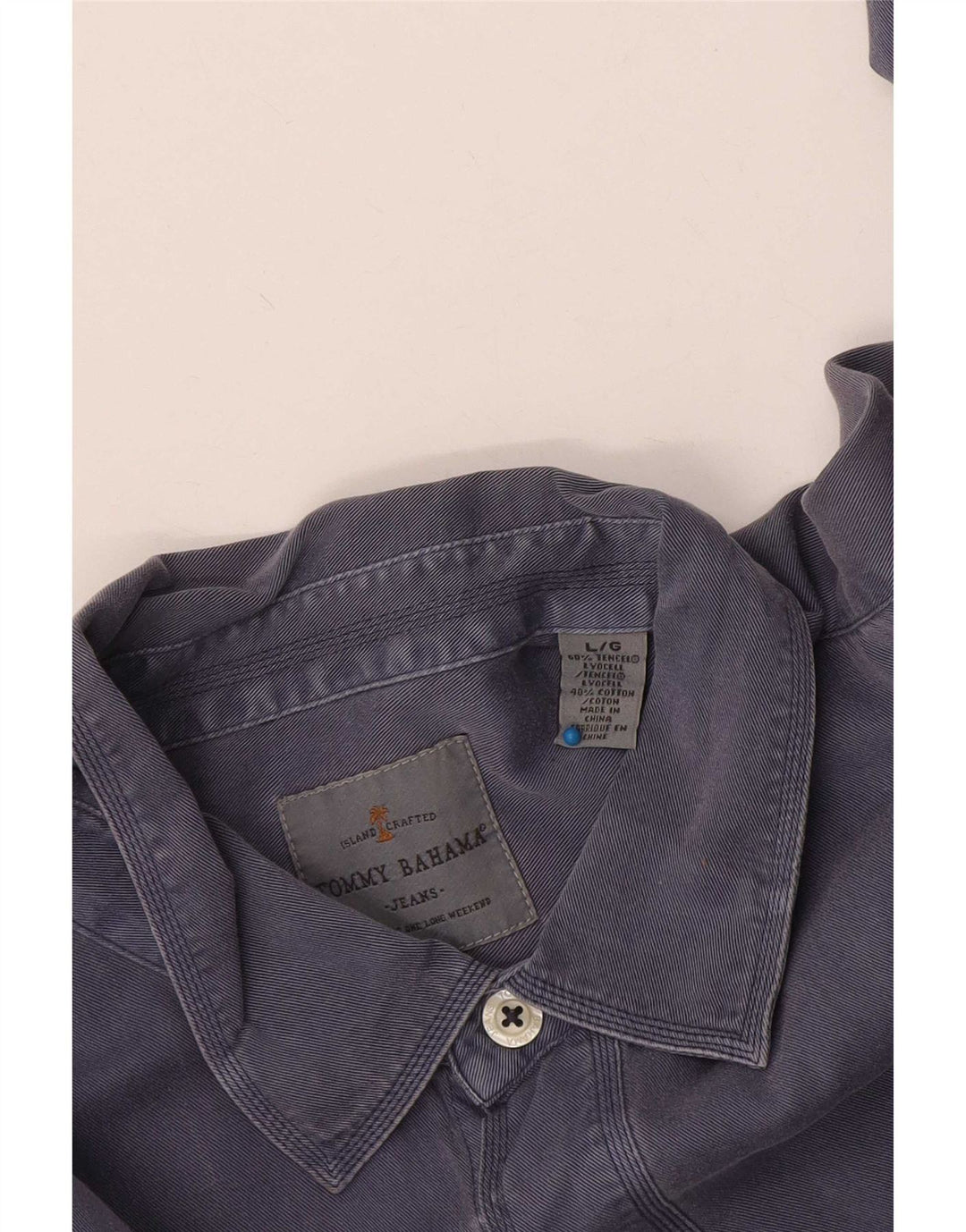 Camisa Tommy Bahama para hombre grande de algodón azul marino