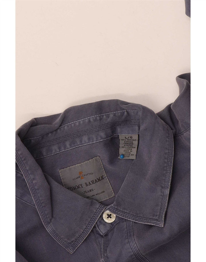 Camisa Tommy Bahama para hombre grande de algodón azul marino