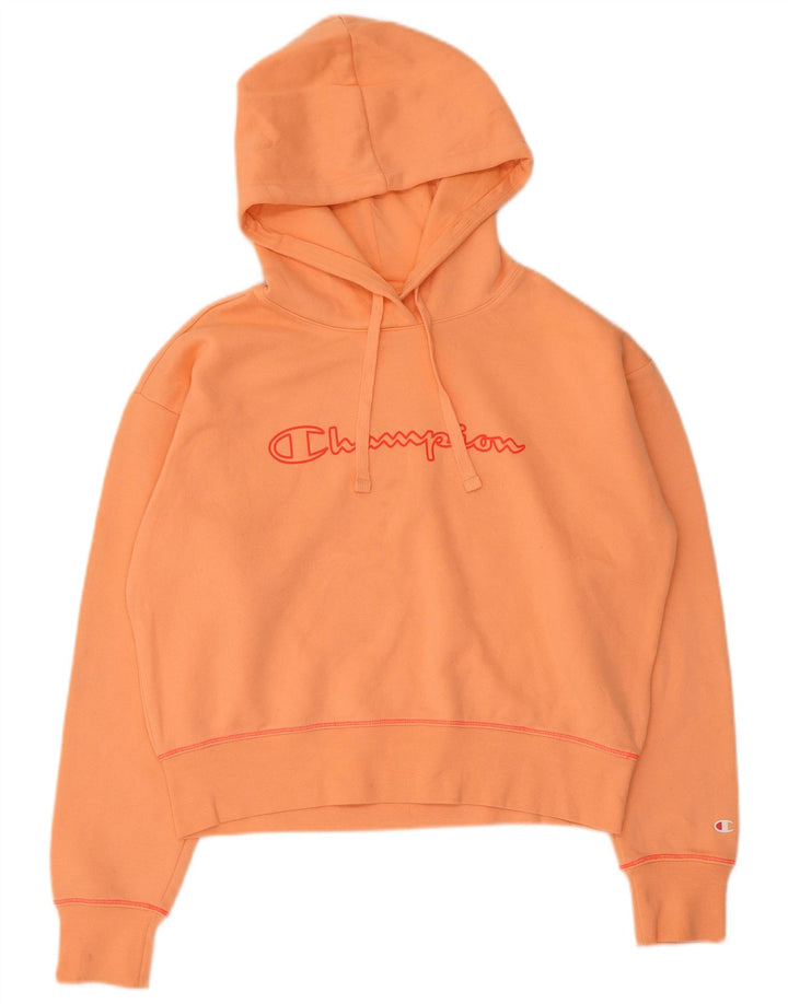 Champion Sudadera con capucha gráfica de gran tamaño para mujer Reino Unido 44 Naranja mediano