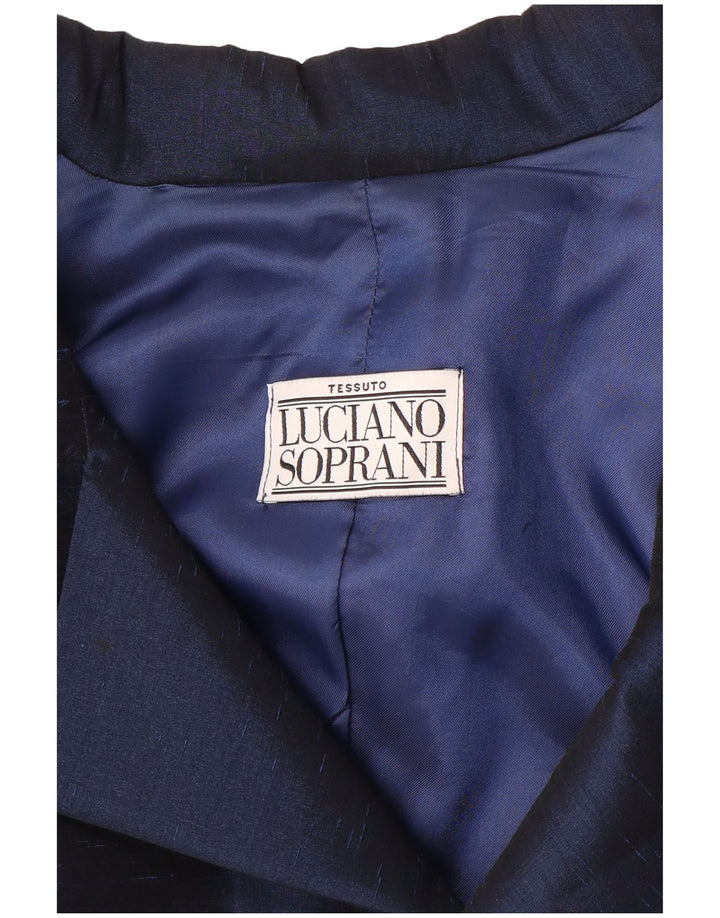 LUCIANO SOPRANI Chaqueta Blazer de 4 Botones para Mujer UK 46 Grande Azul Marino