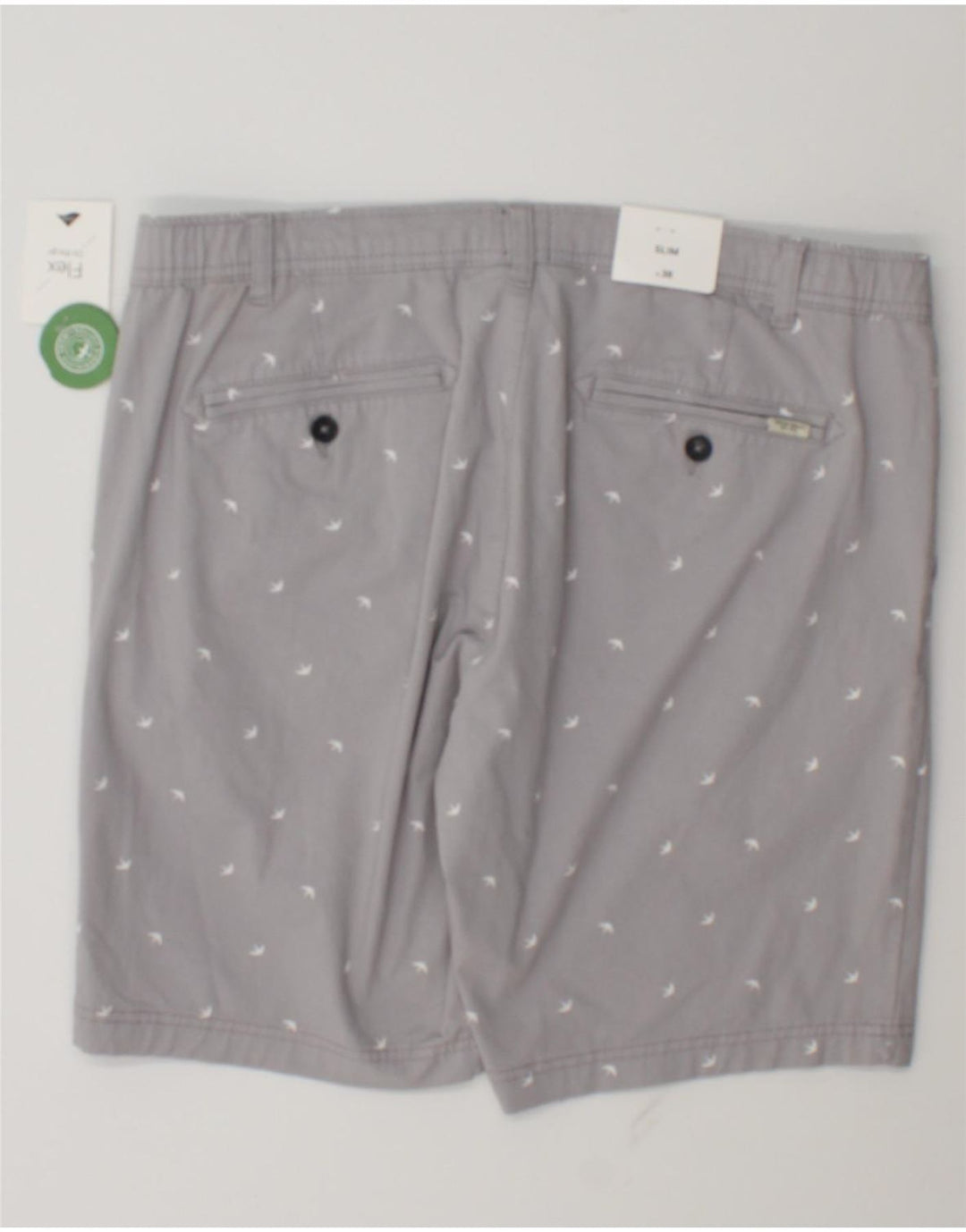 C & A Pantalones cortos chinos ajustados con patrón abstracto para hombre W38 XL Algodón gris