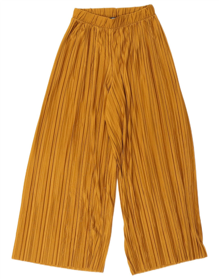 Zara Mujer Pantalones Cortos De Pierna Ancha Pequeño W26 L23 Poliéster Beige